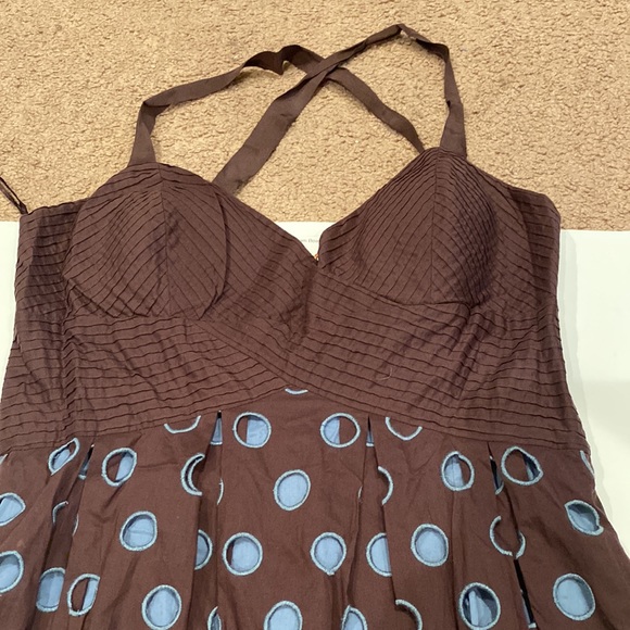 Brown summer dress with pale blue underskirt - Picture 3 of 8